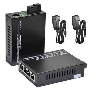 1000Mbps Ethernet Fiber Optic Media Converter Single Mode 4 RJ45 1 SC Port - Picture 1 of 9