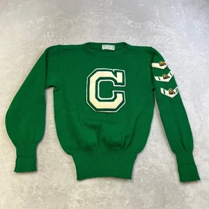 Vintage Imperial Official Award Letterman Sweater Wool Green Collegiate Size 38 - Foto 1 di 9