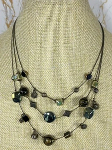 Butterflies By Mathew Williamson Triple Strand Mixed Bead Chain Necklace 1369 - Picture 1 of 14