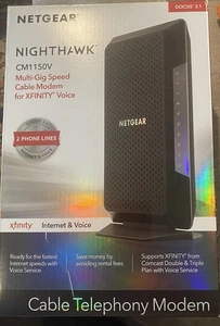 NETGEAR CM1150V Night Hawk Multi Gig Speed Modem kablowy do XFINITY Voice - Zdjęcie 1 z 4