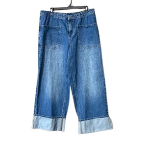 No Boundaries Denim Jeans mit Bündchen und weitem Bein Damengröße 14 - Bild 1 von 9