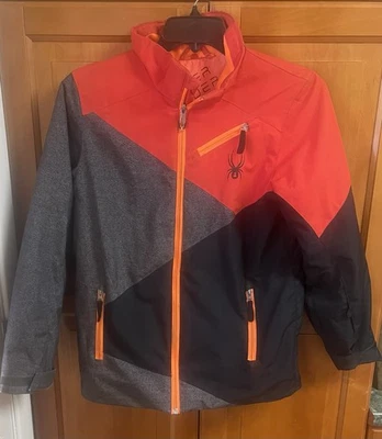 Spyder Jacket Youth Sz 16 Orange/gray/black Fill Zip Waterproof Thinsulate - Image 1 of 4