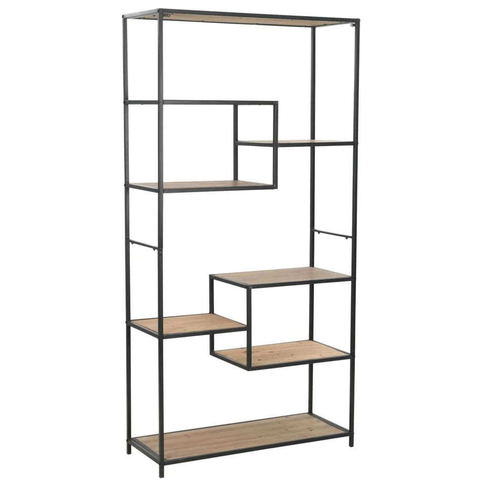 Bookcase Solid Firwood and Steel Book Shelf Standing Cabinet Vintage vidaXL - image 1 of 4