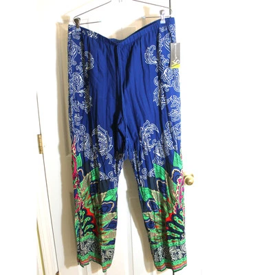 Pantalones de pierna ancha con estampado colorido Valerie Stevens talla XL NUEVOS CON ETIQUETAS Foto 1 de 4