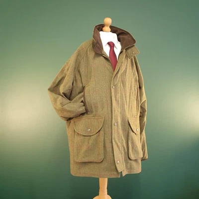 Alan Paine Field Jacket Men's 23L Green Wool Check Tweed Country Shooting Coat - Image 1 of 4
