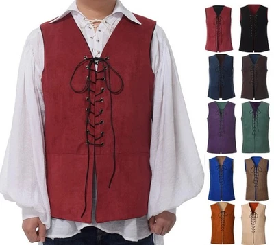 Chaleco medieval para hombre chaleco pirata renacentista reversible chaleco vikingo Foto 1 de 4