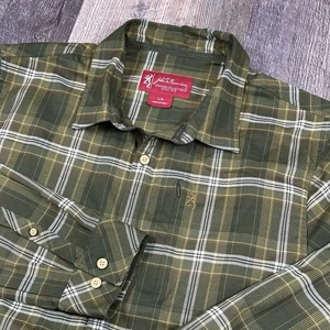 John Browning Heritage Collection Plaid Long Sleeve Button Up Shirt Mens L Green - Picture 1 of 14