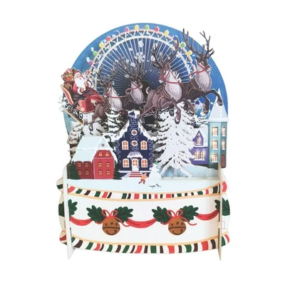 ALLJOY DESIGN Pop Up 3D Christmas Card Santa's Festive Sleigh Freestanding Xmas Greeting Cards