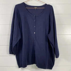 Talbots maglione cardigan donna 3X blu navy taglie forti bottoni davanti maglia morbida - Foto 1 di 10