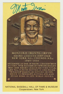 Monte Irvin Signed Gold Hall Of Fame Postcard - New York Giants - Image 1 of 2