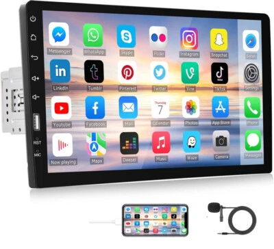 9" 1DIN Autoradio Bluetooth Touchscreen USB FM Android/iOS-Spiegel Link + MIc - Bild 1 von 4