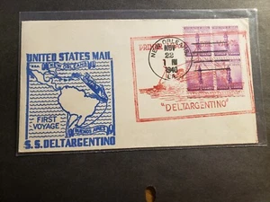 Ship SS DELTARGENTINO Naval Cover 1940 Maiden Voyage Cachet New Orleans, LA - Picture 1 of 2