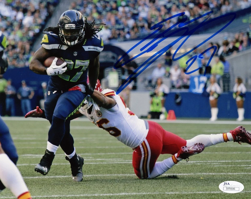 EDDIE LACY SIGNED/AUTOGRAPHED SEATTLE SEAHAWKS HORIZONTAL COLOR 8x10 PHOTO - JSA - Image 1 of 1