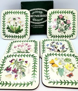 Juego cuadrado de 6 posavasadas con respaldo de corcho floral Portmeirion vintage - Imagen 1 de 12
