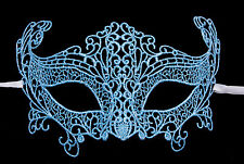 Mask from Venice Lace Burano-Wolf Civet Carnival- Blue Silver 46