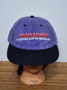 Vintage Taco Johns verstellbarer Hut - lila verblasstes Denim-Design bestickt neu - Bild 1 von 7