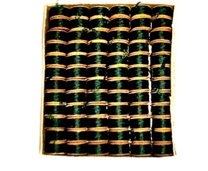 Vtg American Thread Co 72 Star Paper Disc Bobbins Dark Green 1930s - 40s Style A - Picture 1 of 8