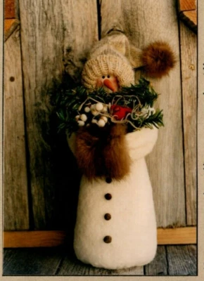 Warm & Cozy Snowman Doll Pattern Soft Sculpture Folksy Primitive Country - Image 1 of 3
