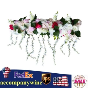 Artificial Silk Rose Flower Backdrop Wedding Row Decor Floral Wall Arrangements - Picture 1 of 7