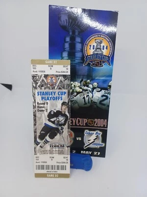 2004 NHL Stanley Cup Game 2 Ticket and Commemorative Card Lightning Flames - Image 1 of 4