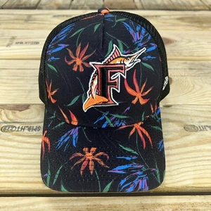 MLB Florida Marlins FLORAL Snapback Hat New Era 9FORTY Trucker Mesh BRAND NEW - Picture 1 of 5