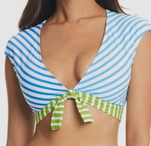 Bleu by Rod Beattie Womens White Cropped Tie-Front Top Swimwear Size 8 - Picture 1 of 3
