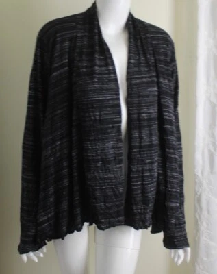 COMFY USA Sz 2X Black White Marled Crinkled Open Jacket Cardigan Top Fun - Image 1 of 4