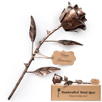 7 Year Anniversary Copper Gift for Her - Metal Rose Copper Gift for Wife 7Th  - Image 1 of 4