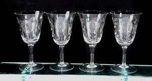 Lot(s) of 4 W.J. Hughes CORNFLOWER Optic Wine Glasses 8 ounce 6 1/2" MINT! - Picture 1 of 10