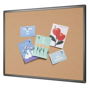 VIZ-PRO Cork Notice Board, 36 X 24 Inches, Bulletin Board Black Aluminium Frame - Picture 1 of 5