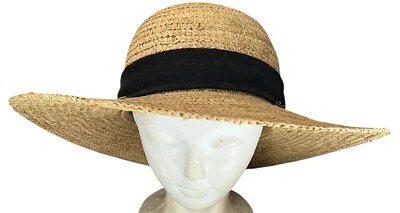Sombrero de paja tostado de vacaciones The Scala Collection para mujer con cinta negra talla única Foto 1 de 4