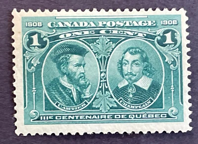 Canada 1908 Jacques Cartier Samuel de Champlain Stamp. #97 Mint light Hinge - Image 1 of 2