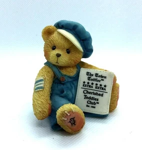 Enesco Cherished Teddies Cub E Bear w/ Newspaper 1995 Symbol Of Membership Bear - Picture 1 of 8
