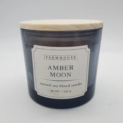 Vela de vidrio grande de 3 mechas AMBER MOON mezcla natural de soja 26 oz Foto 1 de 4