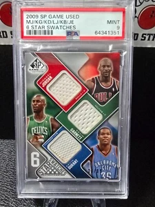 2009 SP Game Used 6 Star Swatches JORDAN/GARNETT/DURANT/JAMES/BRYANT/ERVING PSA9 - Picture 1 of 2
