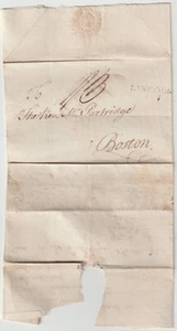 1801 LINCOLN PMK LETTER JOHN FARDELL TO REV PARTRIDGE AT BOSTON  PROBATE CHARGES - Picture 1 of 2