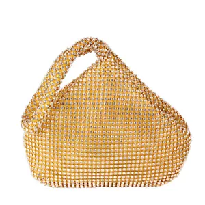 Women Evening Bag Full Rhinestones Bling Wrist Clutch Purse for Party DateNight - Picture 1 of 40