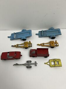 8 Vintage 1967-70 Tootsietoy Diecast Rigs Boat Trailer Mustang Shuttle Truck Lot