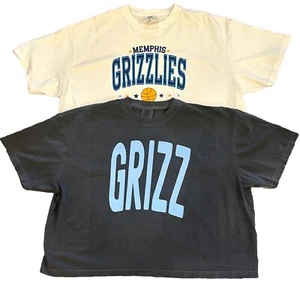 Lot of 2 NWOT NBA Memphis Grizzlies Cream Gray Cropped Crop T-Shirt Women's 2XL - Picture 1 of 7
