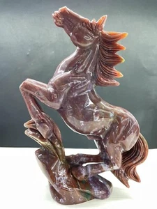 8.27" Natural Ocean Jasper Hand Carved Horse Quartz Crystal Carving Decor - Picture 1 of 8