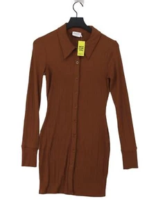 NA-KD Women's Midi Dress M Brown 100% Other Long Sleeve Midi Collared Bodycon - Picture 1 of 6