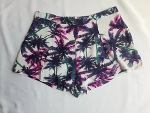 Kookai Size 38 Aus 10 Multicoloured Palm Print Viscose Twill Hotpants Shorts - Foto 1 di 7