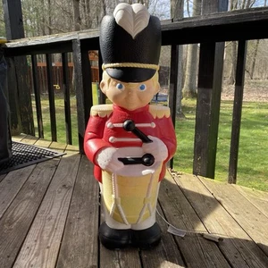 Drummer Boy Soldier Grand Venture Blow Mold Christmas 33" Yard Ornament Works C - Picture 1 of 10