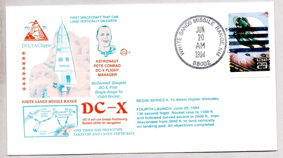 DELTA CLIPPER DC-X 4ª LANZAMIENTO 20/06/1994, ASTRONAUTA PETE CONRAD, ARENA BLANCA Foto 1 de 1