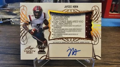 2021 Leaf Trinity Jaycee Horn Laundry Tag RPA Rookie Auto Autograph Panthers 🔥 - Image 1 of 2