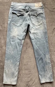 Pantalones de mezclilla True Religion para hombre 34 lavado claro Geno relajados ajustados herradura bolsillos con solapa - Imagen 1 de 12