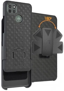 Noir Étui Couverture Et Ceinture de pour Motorola Moto G9 Alimentation Téléphone - Photo 1 sur 10