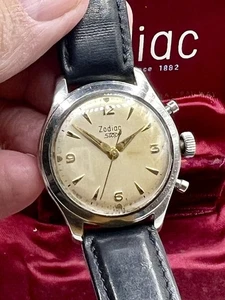 RARE Vintage Zodiac Stop Flyback Timer Ref. 906 Stainless Steel Wristwatch & Box - Picture 1 of 18