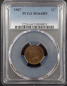 1907 Indian Head Cent certified MS 64 BN by PCGS! - Picture 1 of 4
