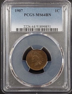 1907 Indian Head Cent certified MS 64 BN by PCGS! - Image 1 of 4